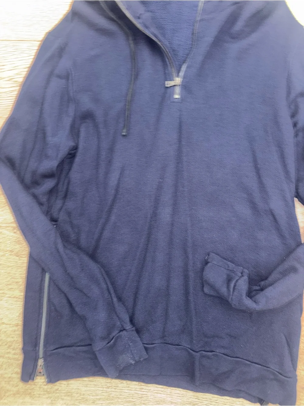 Cotton citizen Dark Blue Half Zip Hooded Sweatshirt Size L